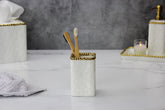 Vanity Accessories With Gold Beads Toothbrush Holder